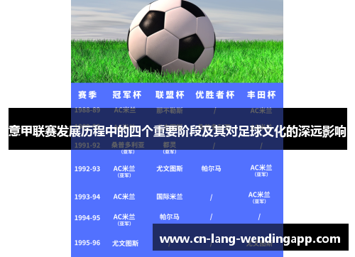 意甲联赛发展历程中的四个重要阶段及其对足球文化的深远影响