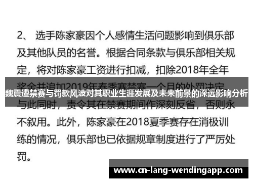 魏震遭禁赛与罚款风波对其职业生涯发展及未来前景的深远影响分析 魏震遭禁赛与罚款风波对其职业生涯发展及未来前景的深远影响分析